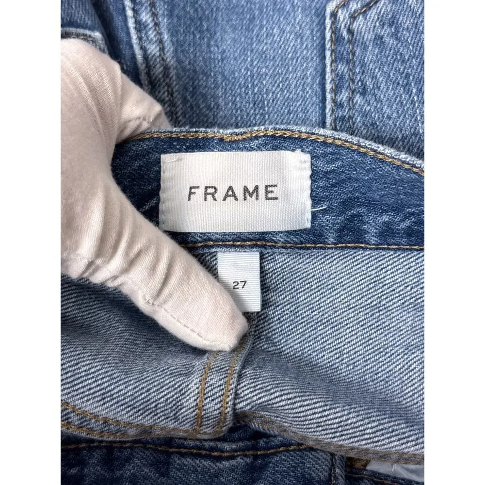 Frame Jeans 27 Womens Le Baggy Palazzo Cropped Raw Hem In Seafarer Wash - Picture 6 of 8
